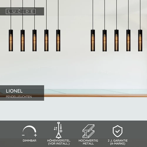 Lucide LIONEL - Pendelleuchten - 5xE27 - Schwarz - USP